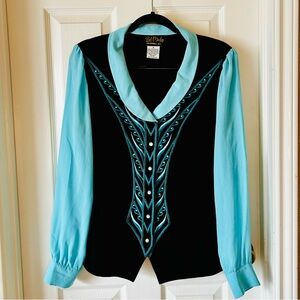 Vintage Bob Mackie Wearable Art Western Style Button Up, medium